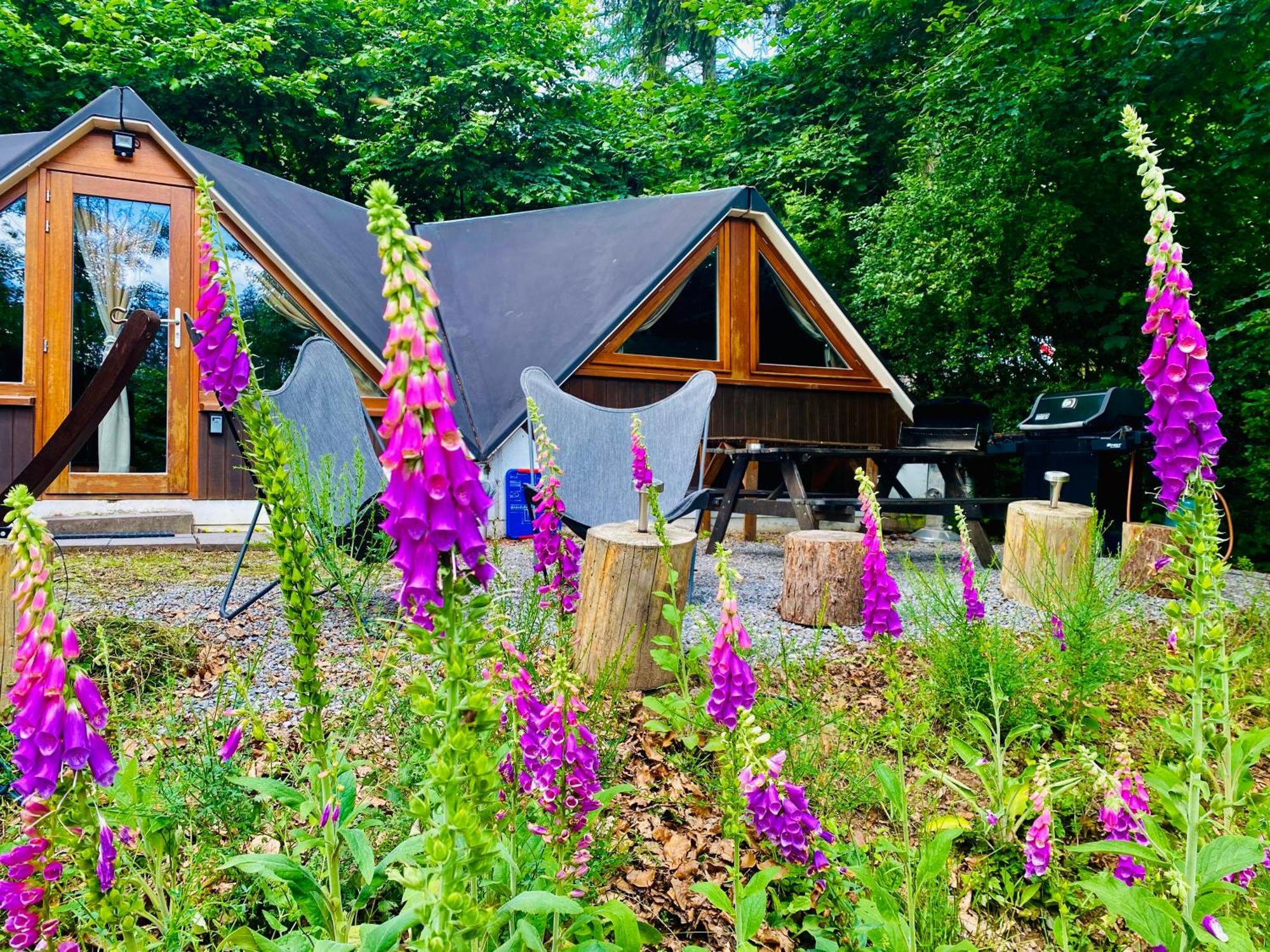 Chalet Tropical Avec Bain A Bulles - In The Woods Gesves Exterior photo